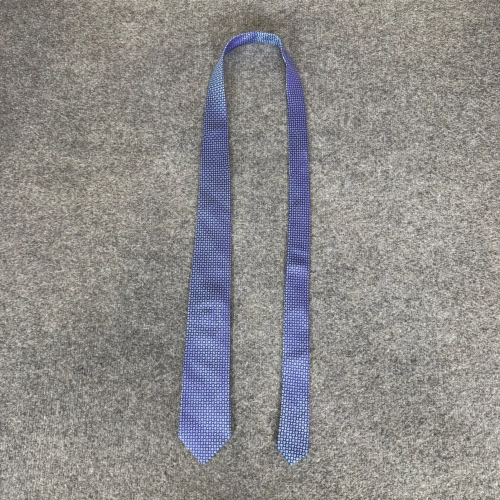 Hugo Boss Mens Blue Purple Geometric Silk Tie Made in Italy Necktie Dress Formal